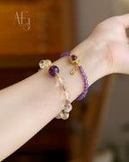 Amethyst & Clear Quartz Bracelet for Wisdom, Clarity & Daily Elegance