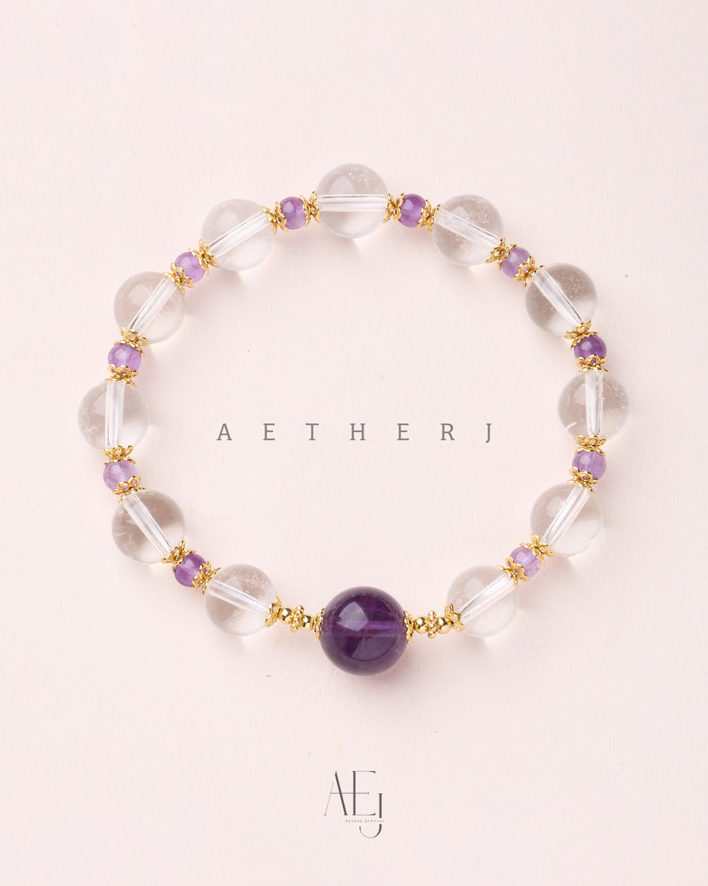 Amethyst & Clear Quartz Bracelet for Wisdom, Clarity & Daily Elegance