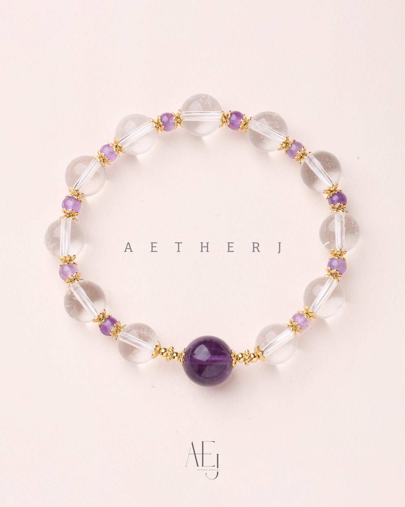 Amethyst & Clear Quartz Bracelet for Wisdom, Clarity & Daily Elegance