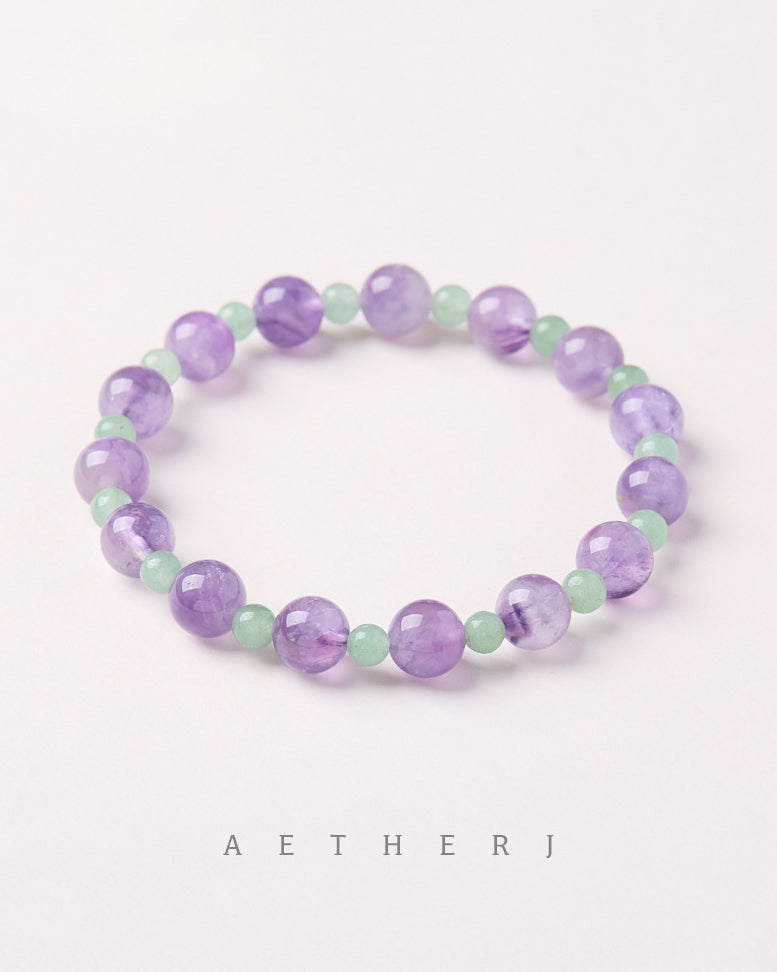 Amethyst & Green Aventurine Bracelet for Wisdom, Luck & Daily Balance