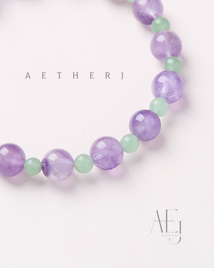 Amethyst & Green Aventurine Bracelet for Wisdom, Luck & Daily Balance