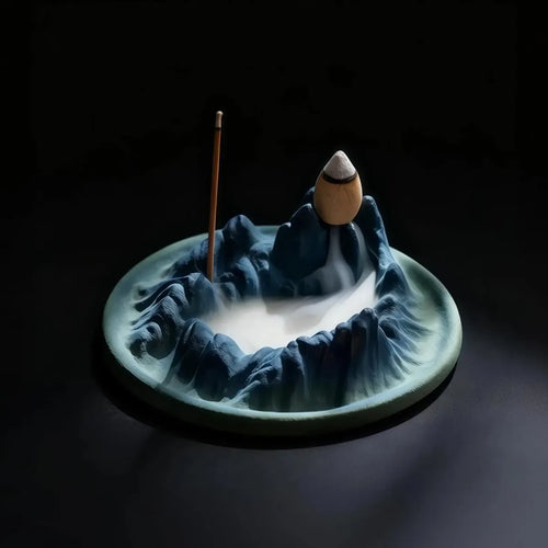 Balance & Serenity – Tibetan Landscape Backflow Incense Burner + Incense Cones Set - Aether Jewelry
