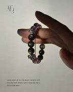 Black obsidian and amethyst bracelet for wealth, protection, grounding, and Aetherj