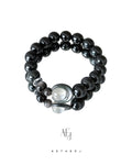 Black obsidian and moonstone bracelet set for protection, calm, meaningful connection, and Aetherj
