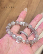 Black obsidian and moonstone bracelet set for protection, calm, meaningful connection, and Aetherj