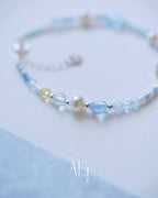 Citrine, Aquamarine & Pearl Multi-Stone Bracelet for Joy, Calm & Elegance
