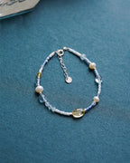 Citrine, Aquamarine & Pearl Multi-Stone Bracelet for Joy, Calm & Elegance