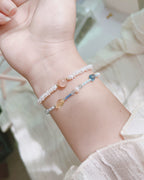 Citrine, Aquamarine & Pearl Multi-Stone Bracelet for Joy, Calm & Elegance