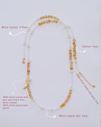 Citrine pyramid crystal bracelet paired with a clear quartz bracelet for layering.