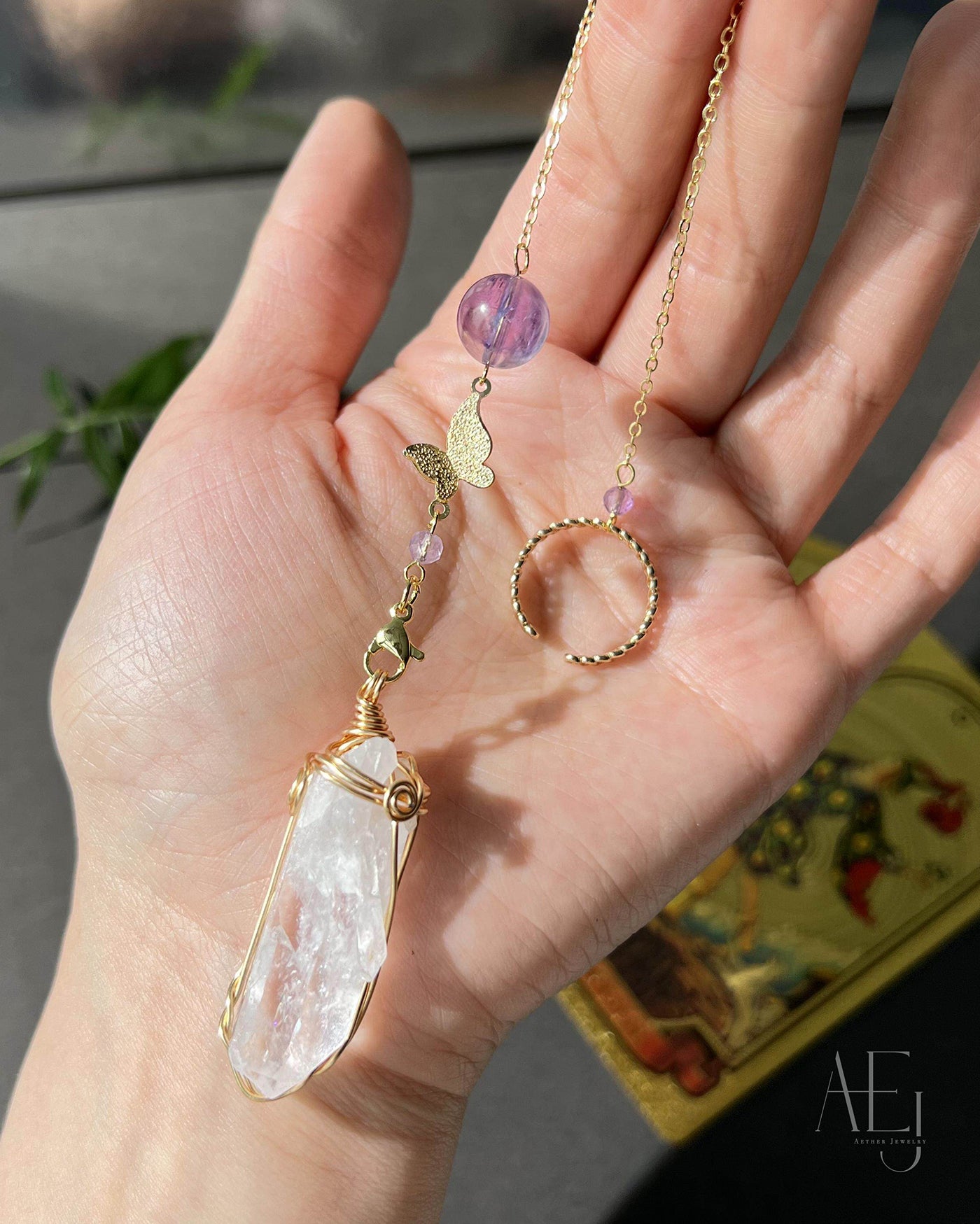 Clear Quartz Pendulum Pendant / Car Charm for Clarity, Intuition & Spiritual Protection