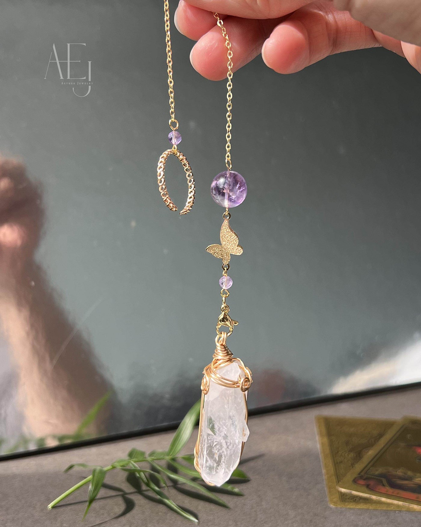 Clear Quartz Pendulum Pendant / Car Charm for Clarity, Intuition & Spiritual Protection