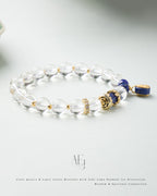 Clear Quartz & Lapis Lazuli Bracelet with Zaki Lama for Protection & Wisdom