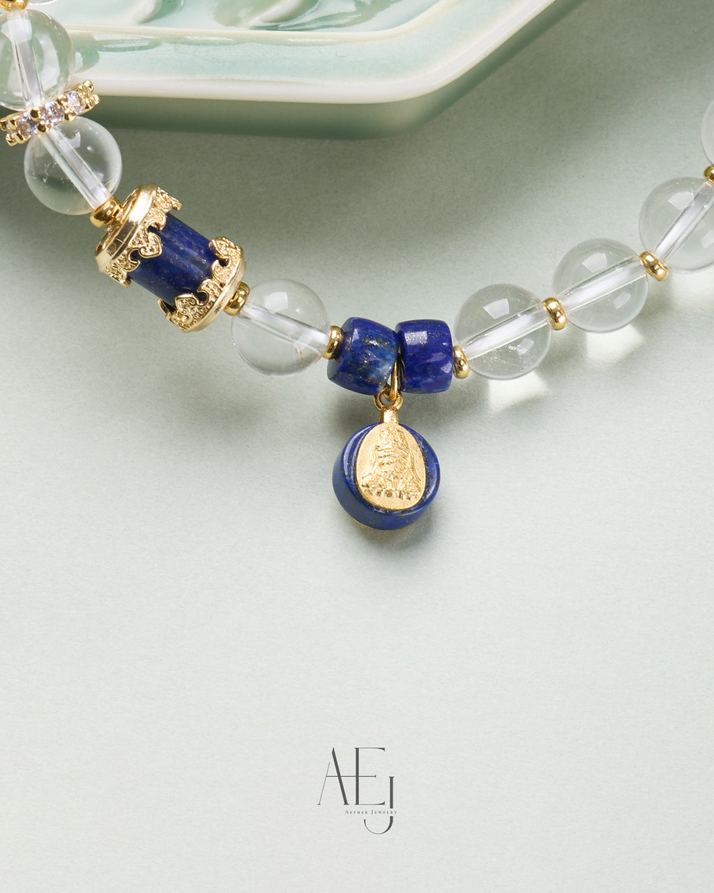 Clear Quartz & Lapis Lazuli Bracelet with Zaki Lama for Protection & Wisdom