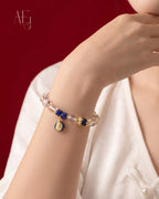 Clear Quartz & Lapis Lazuli Bracelet with Zaki Lama for Protection & Wisdom