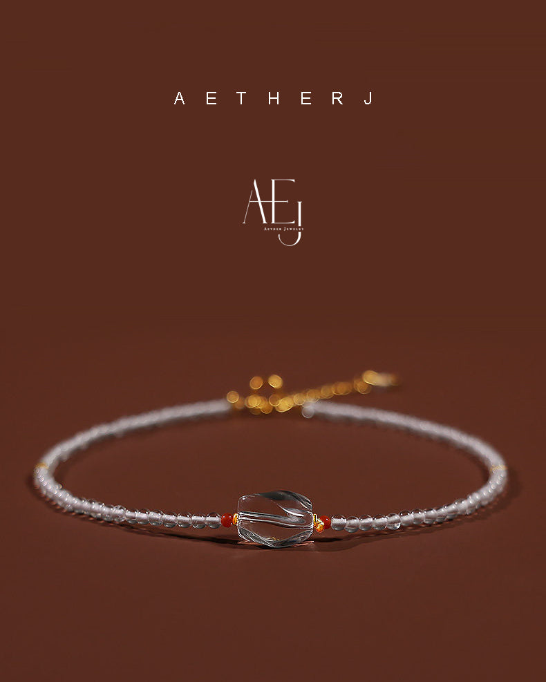 Clear Quartz & Sterling Silver Anklet for Luck, Purity & Everyday Elegance