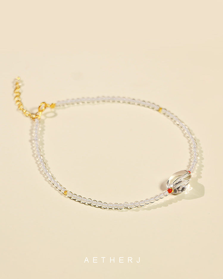 Clear Quartz & Sterling Silver Anklet for Luck, Purity & Everyday Elegance