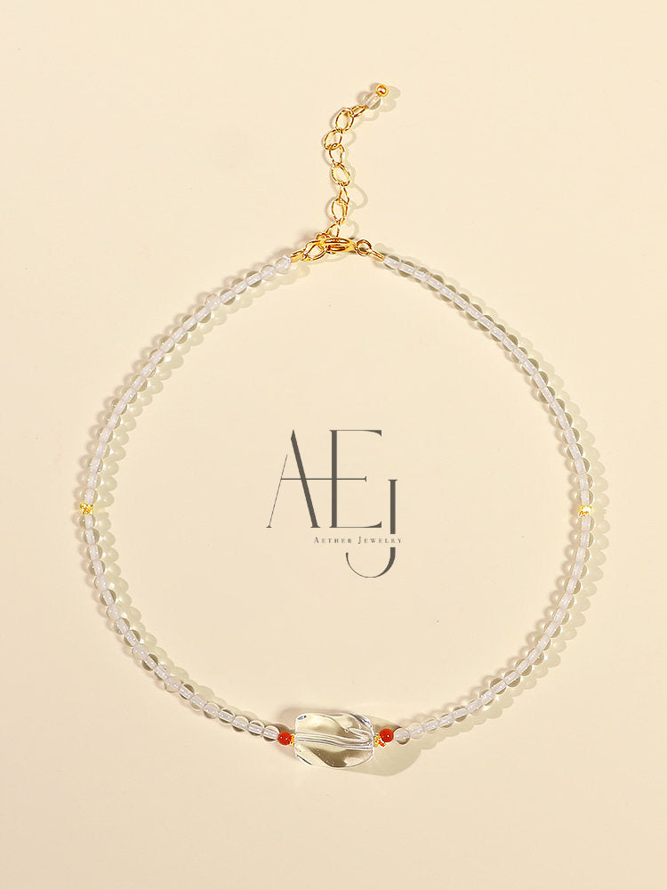 Clear Quartz & Sterling Silver Anklet for Luck, Purity & Everyday Elegance