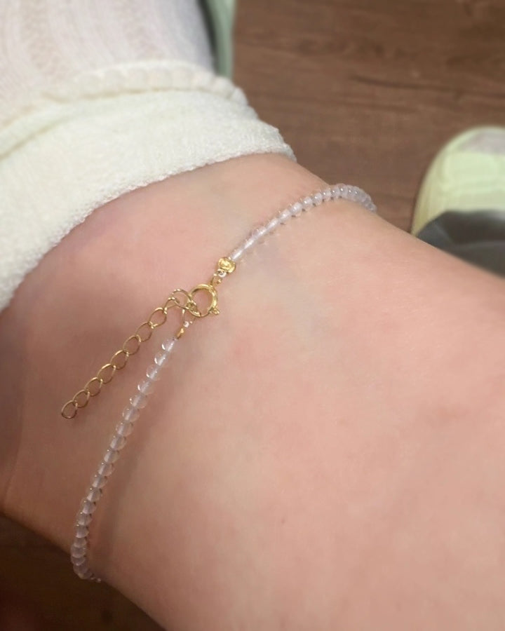 Clear Quartz & Sterling Silver Anklet for Luck, Purity & Everyday Elegance
