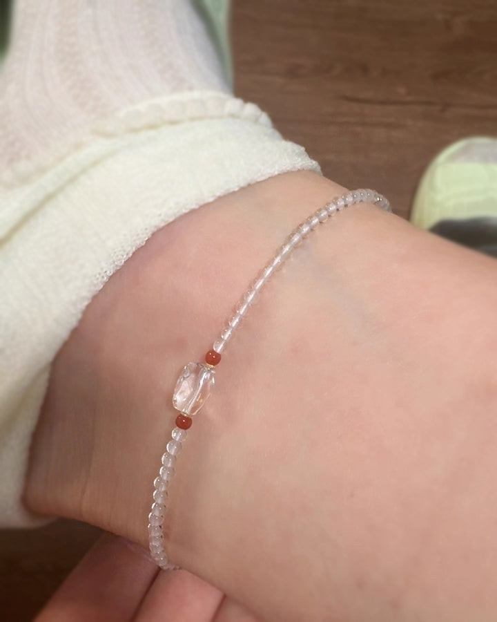 Clear Quartz & Sterling Silver Anklet for Luck, Purity & Everyday Elegance