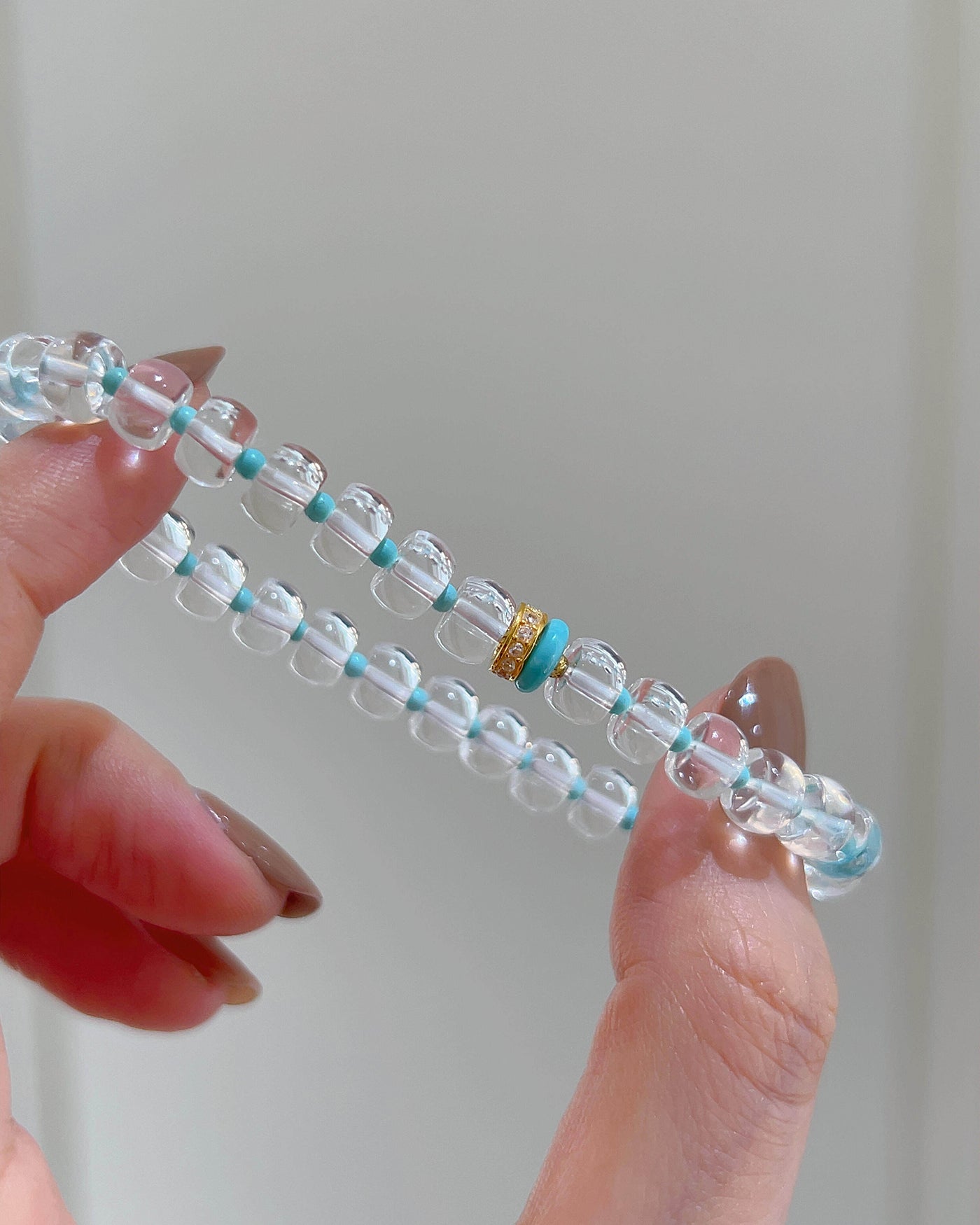 Clear Quartz & Turquoise Straight-Cut Bracelet for Clarity, Protection & Grounding
