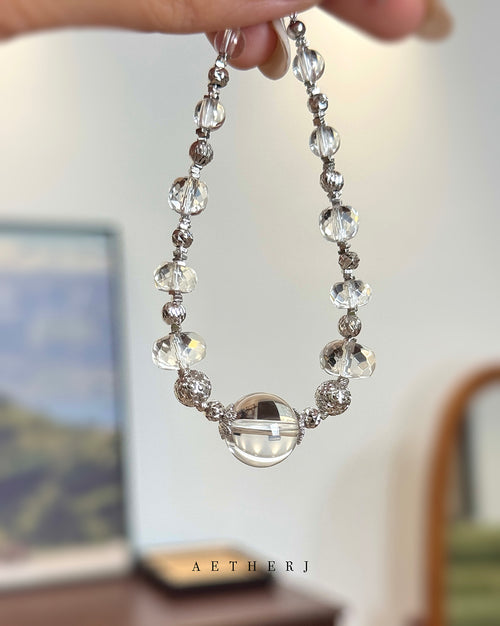 Double-A White Crystal & Sterling Silver “Bulb” Bracelet for Light, Clarity & Everyday Glow