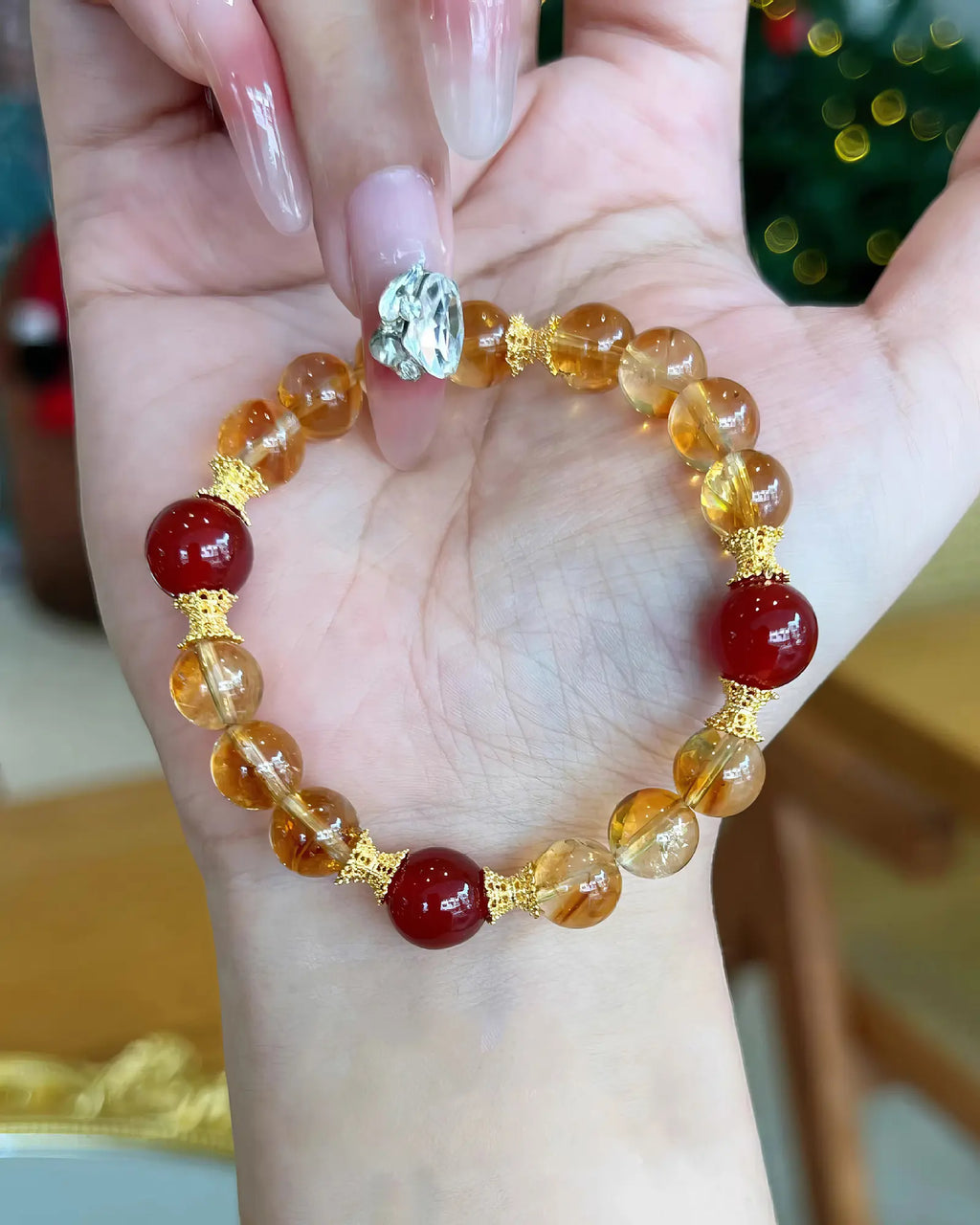 "Fortune Citrine" Natural Yellow Quartz & Red Agate Bracelet | Meaningful Gift for Women