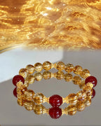 "Fortune Citrine" Natural Yellow Quartz & Red Agate Bracelet | Meaningful Gift for Women