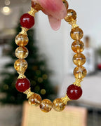 "Fortune Citrine" Natural Yellow Quartz & Red Agate Bracelet | Meaningful Gift for Women