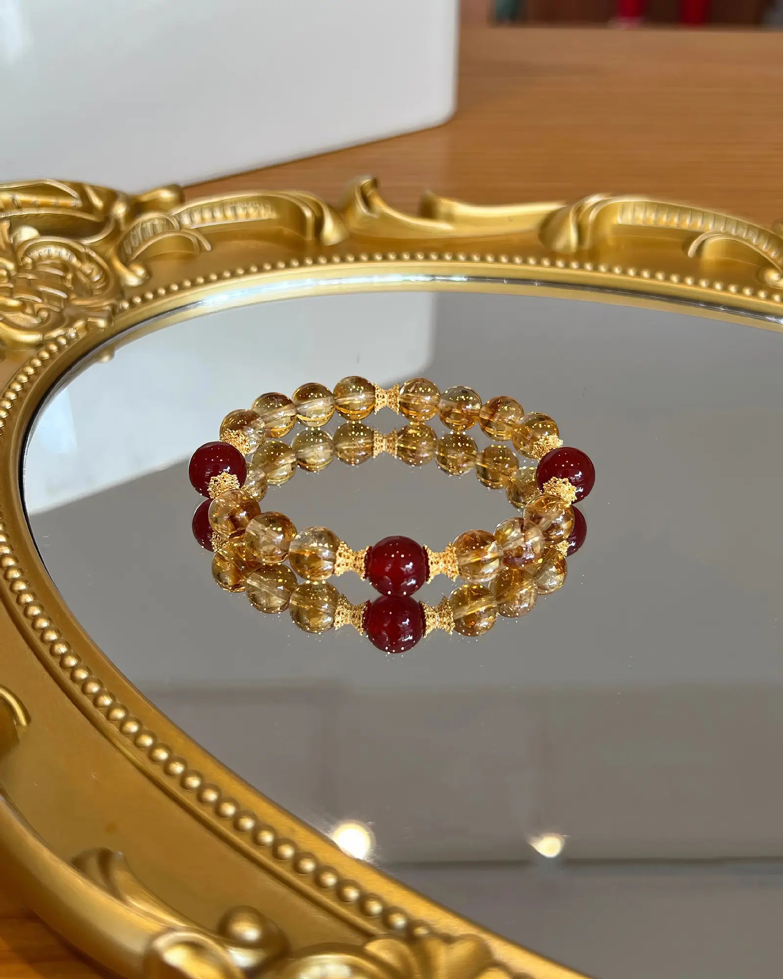 "Fortune Citrine" Natural Yellow Quartz & Red Agate Bracelet | Meaningful Gift for Women