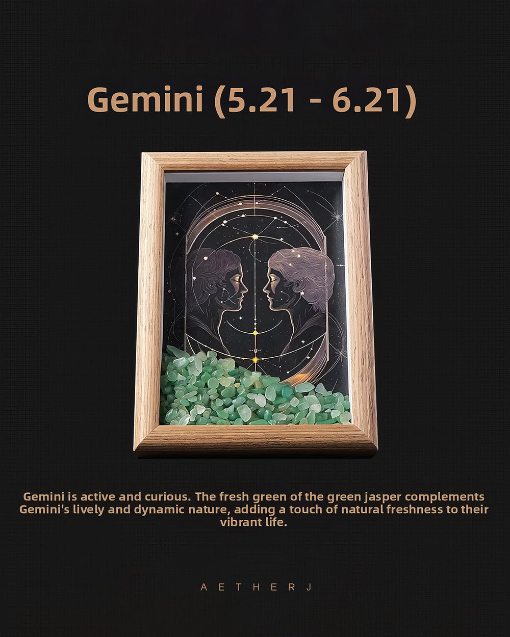 Zodiac Crystal Chip Shadow Box for Healing, Cleansing & Home Decor