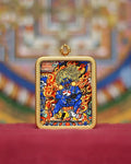 Hand-Painted Thangka of Black Jambhala