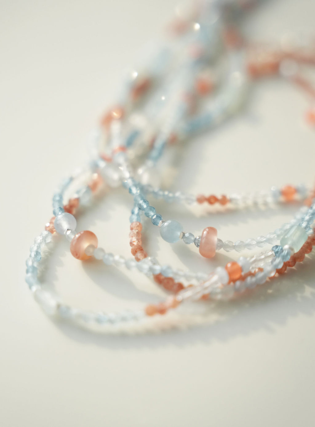 Original | Aquamarine, Sunstone, and South Red Agate Necklace