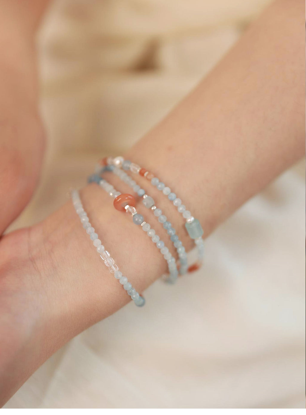 Original | Aquamarine, Sunstone, and South Red Agate Necklace