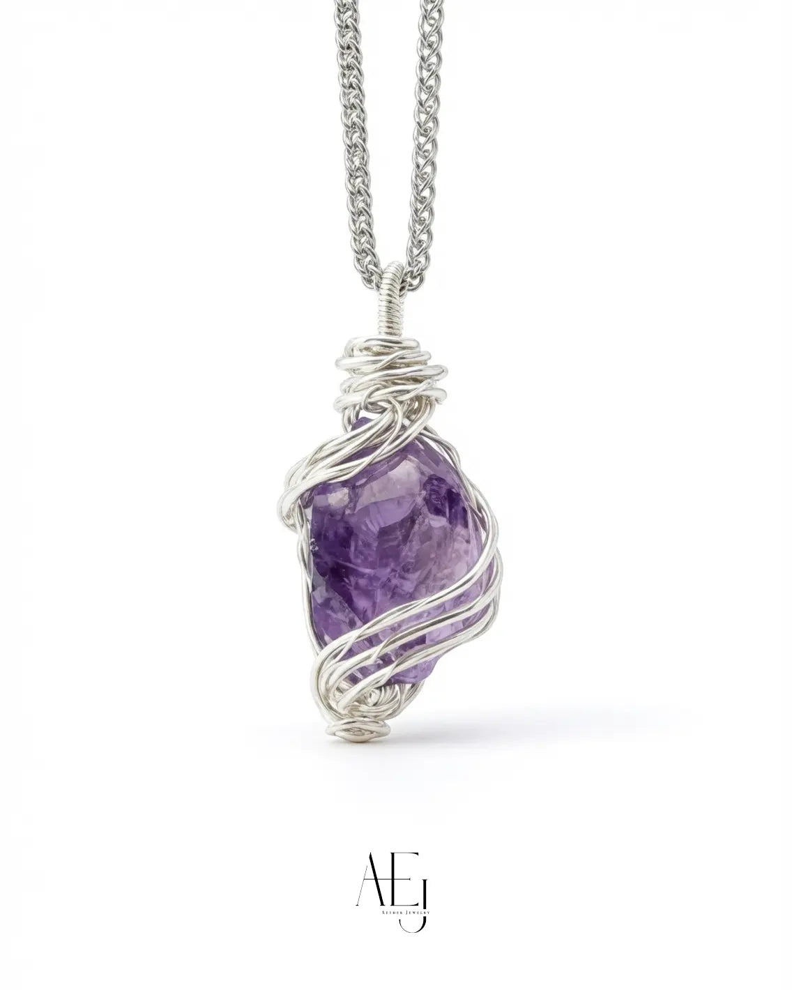 Handmade Natural Crystal Raw Stone Pendant Necklace – Amethyst,& More