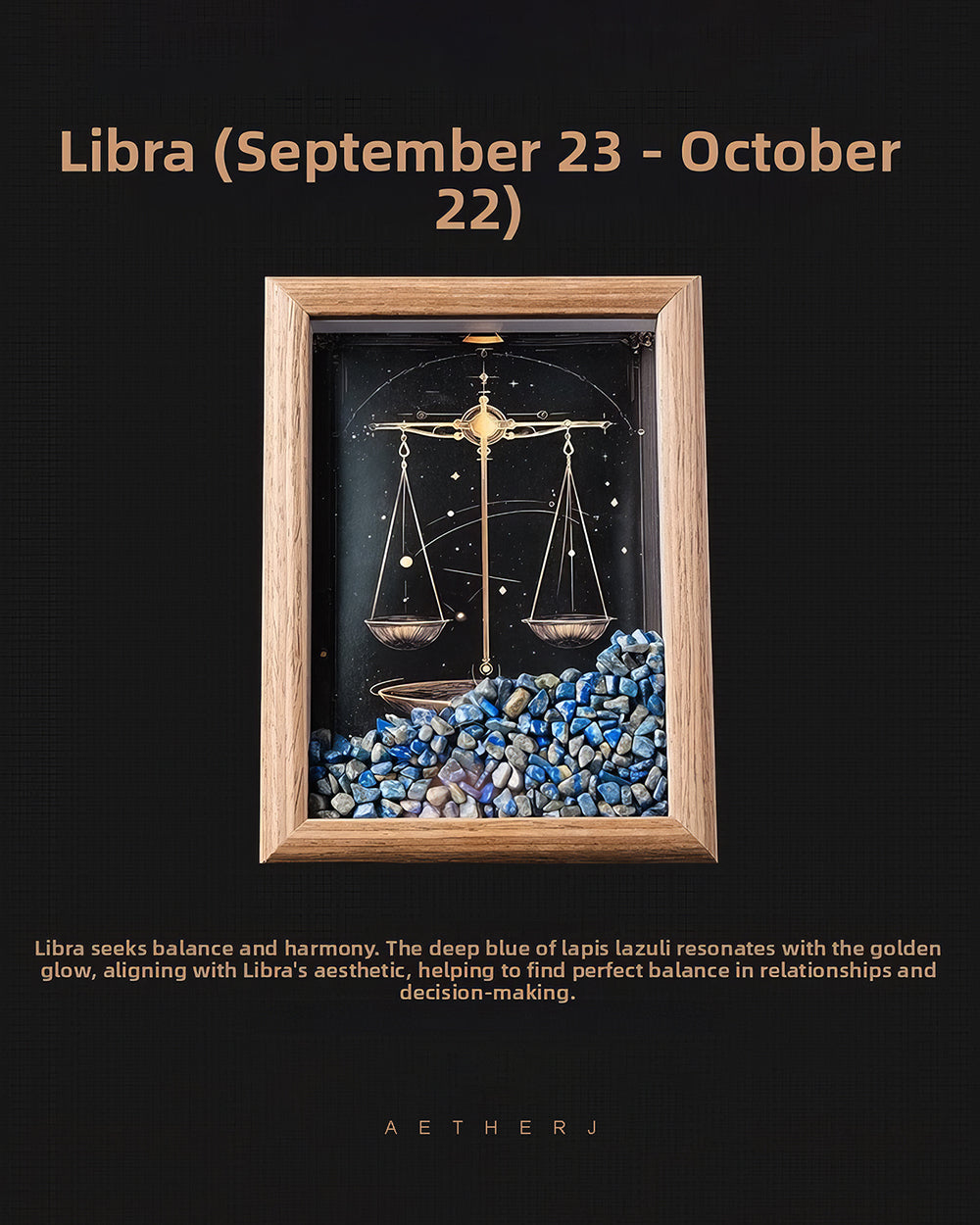 Zodiac Crystal Chip Shadow Box for Healing, Cleansing & Home Decor