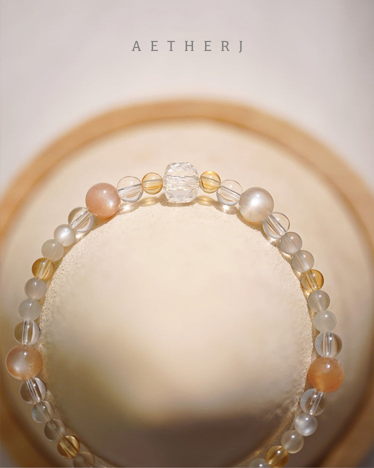 Moonstone, Citrine & Quartz Bracelet for Confidence, Intuition & Abundance
