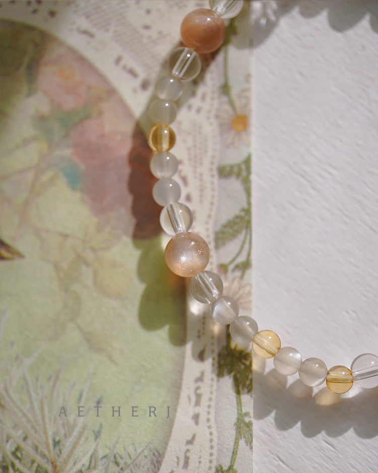 Moonstone, Citrine & Quartz Bracelet for Confidence, Intuition & Abundance