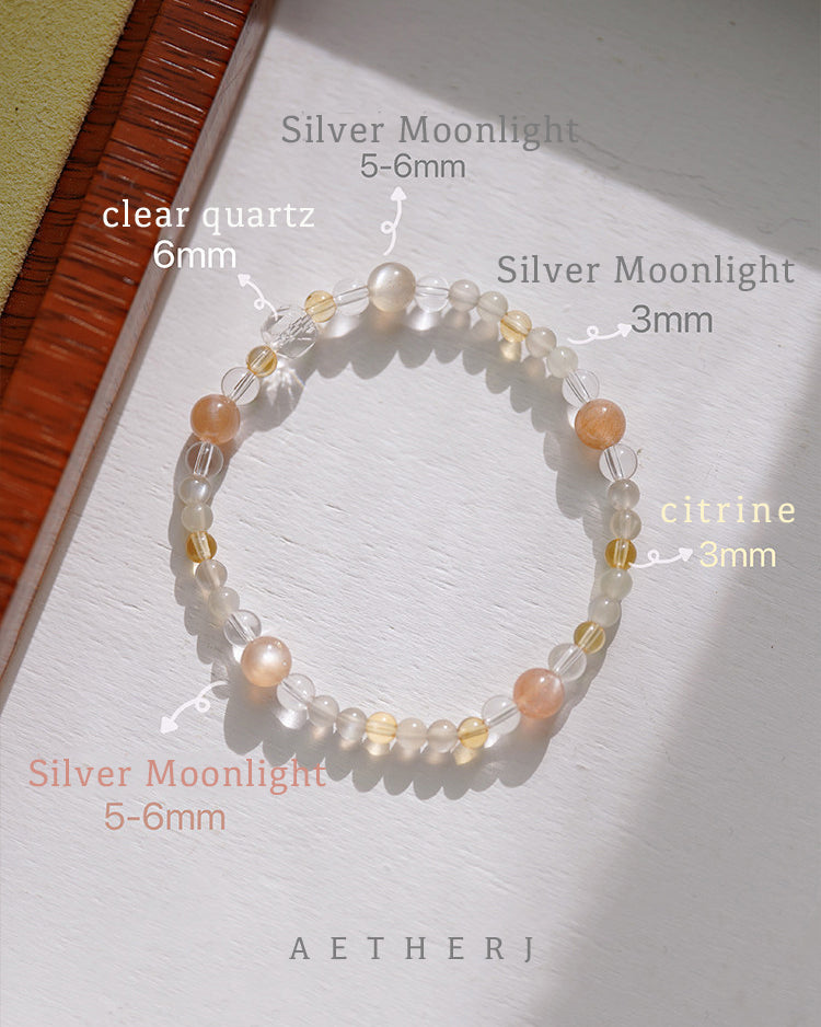 Moonstone, Citrine & Quartz Bracelet for Confidence, Intuition & Abundance