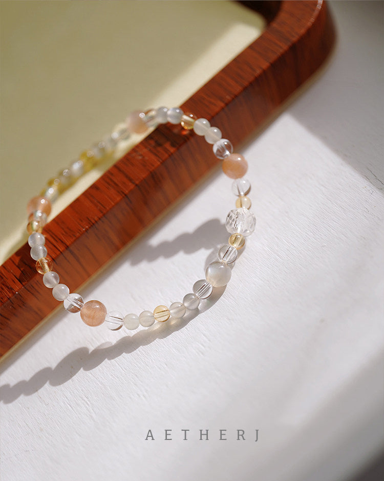 Moonstone, Citrine & Quartz Bracelet for Confidence, Intuition & Abundance