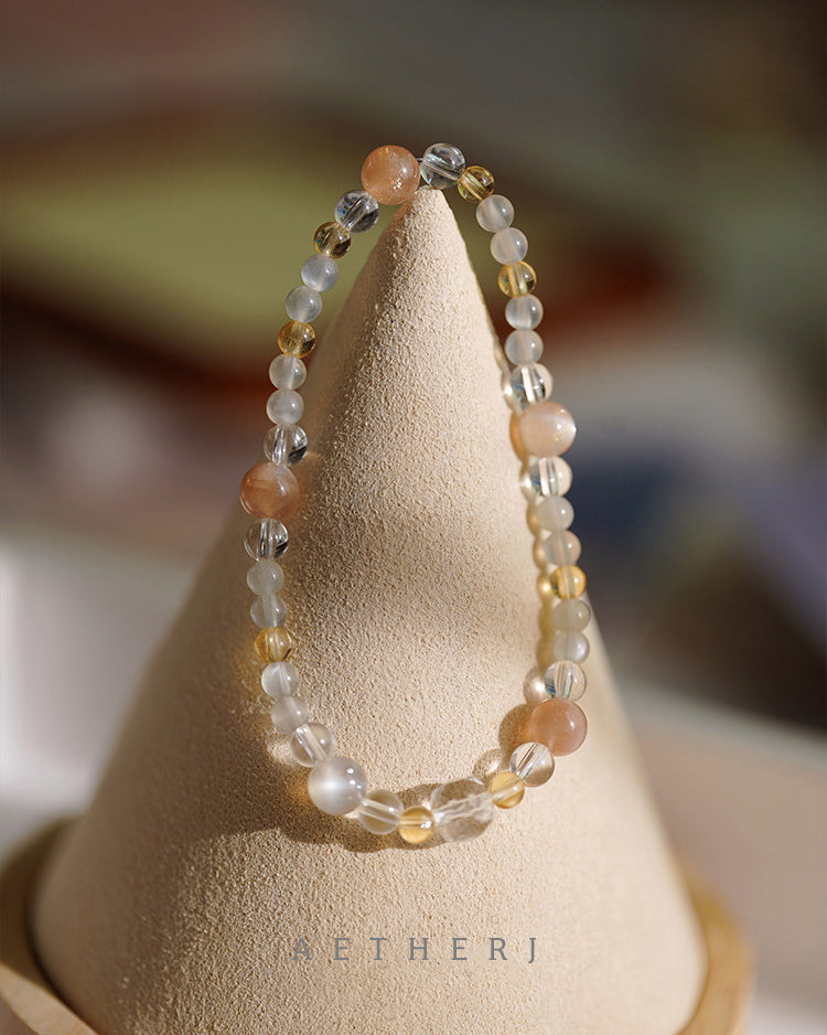 Moonstone, Citrine & Quartz Bracelet for Confidence, Intuition & Abundance