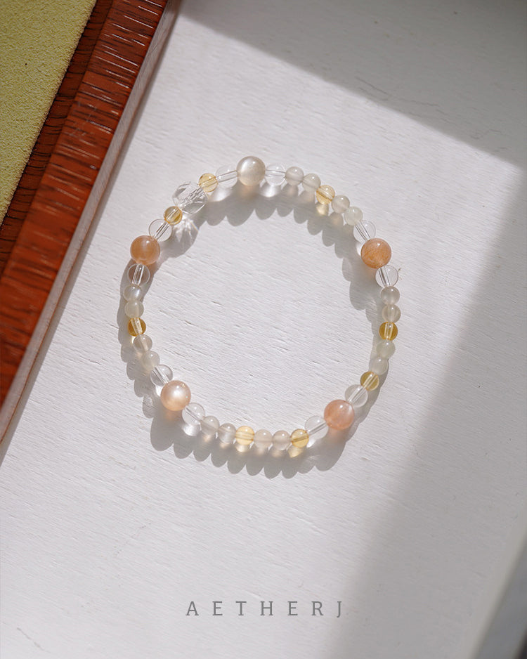 Moonstone, Citrine & Quartz Bracelet for Confidence, Intuition & Abundance