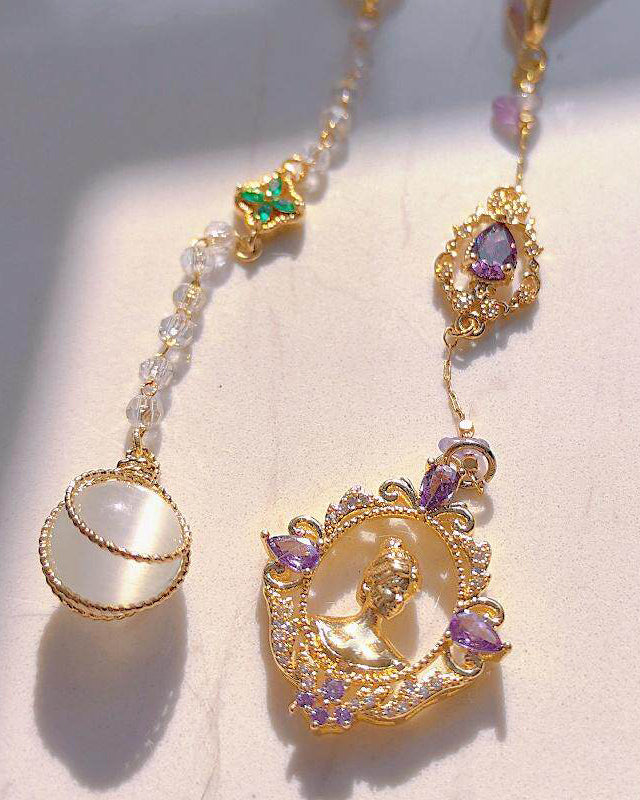 Natural Amethyst & Clear Quartz Pendulum Necklace for Intuition & Wisdom | Aetherj