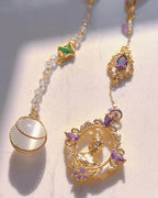Natural Amethyst & Clear Quartz Pendulum Necklace for Intuition & Wisdom | Aetherj