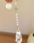 Natural Amethyst & Clear Quartz Pendulum Necklace for Intuition & Wisdom | Aetherj