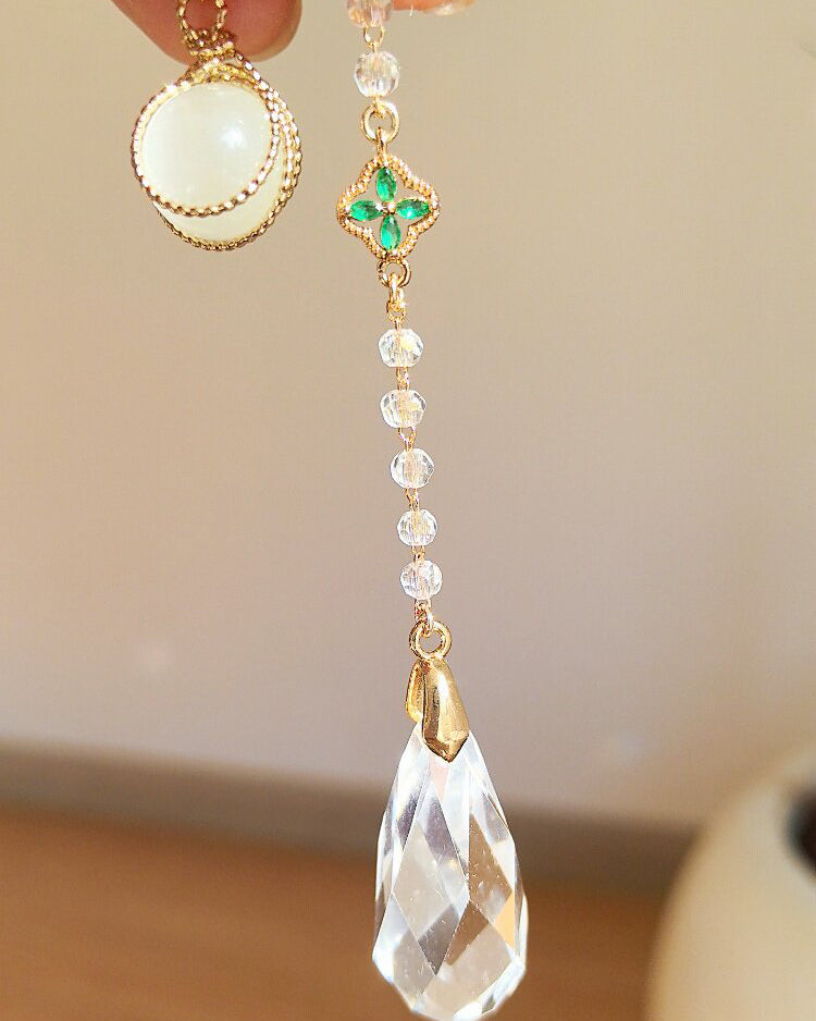 Natural Amethyst & Clear Quartz Pendulum Necklace for Intuition & Wisdom | Aetherj