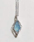 Natural Aquamarine Raw Stone Wire-Wrapped Pendant for Calm & Everyday Elegance