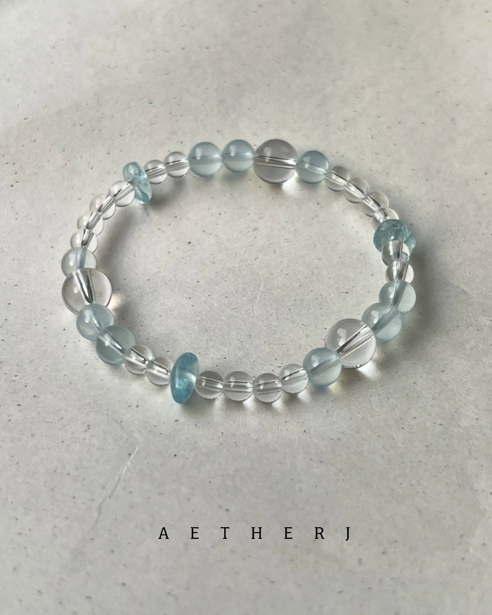 Natural Aquamarine & Clear Quartz Bracelet for Calm, Clarity & Everyday Elegance