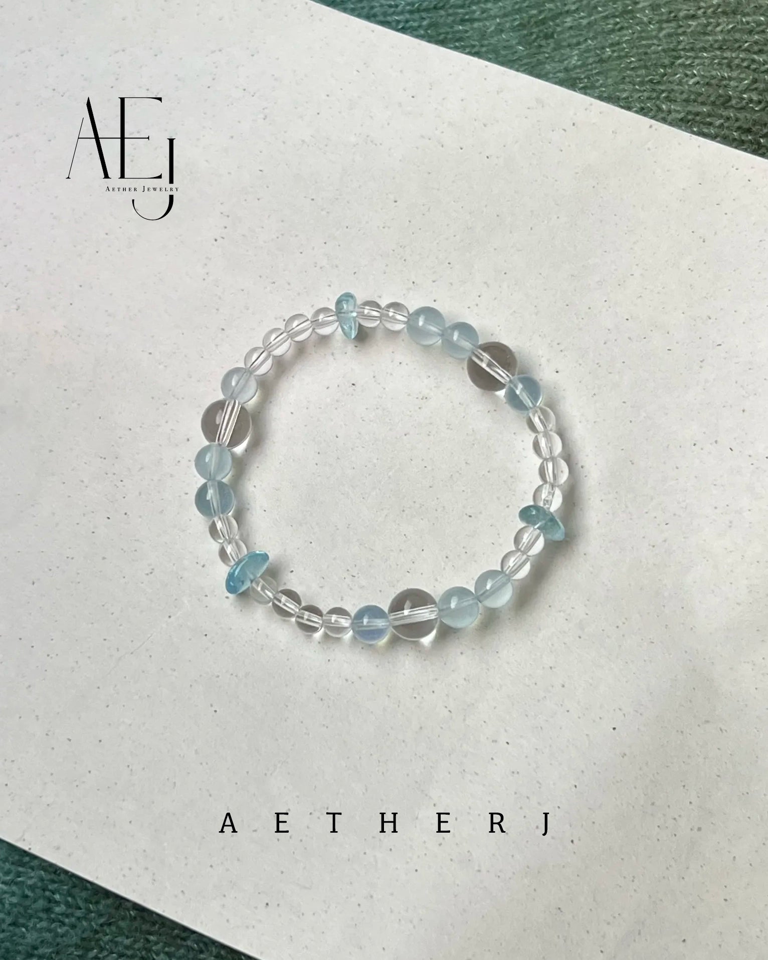Natural Aquamarine & Clear Quartz Bracelet for Calm, Clarity & Everyday Elegance