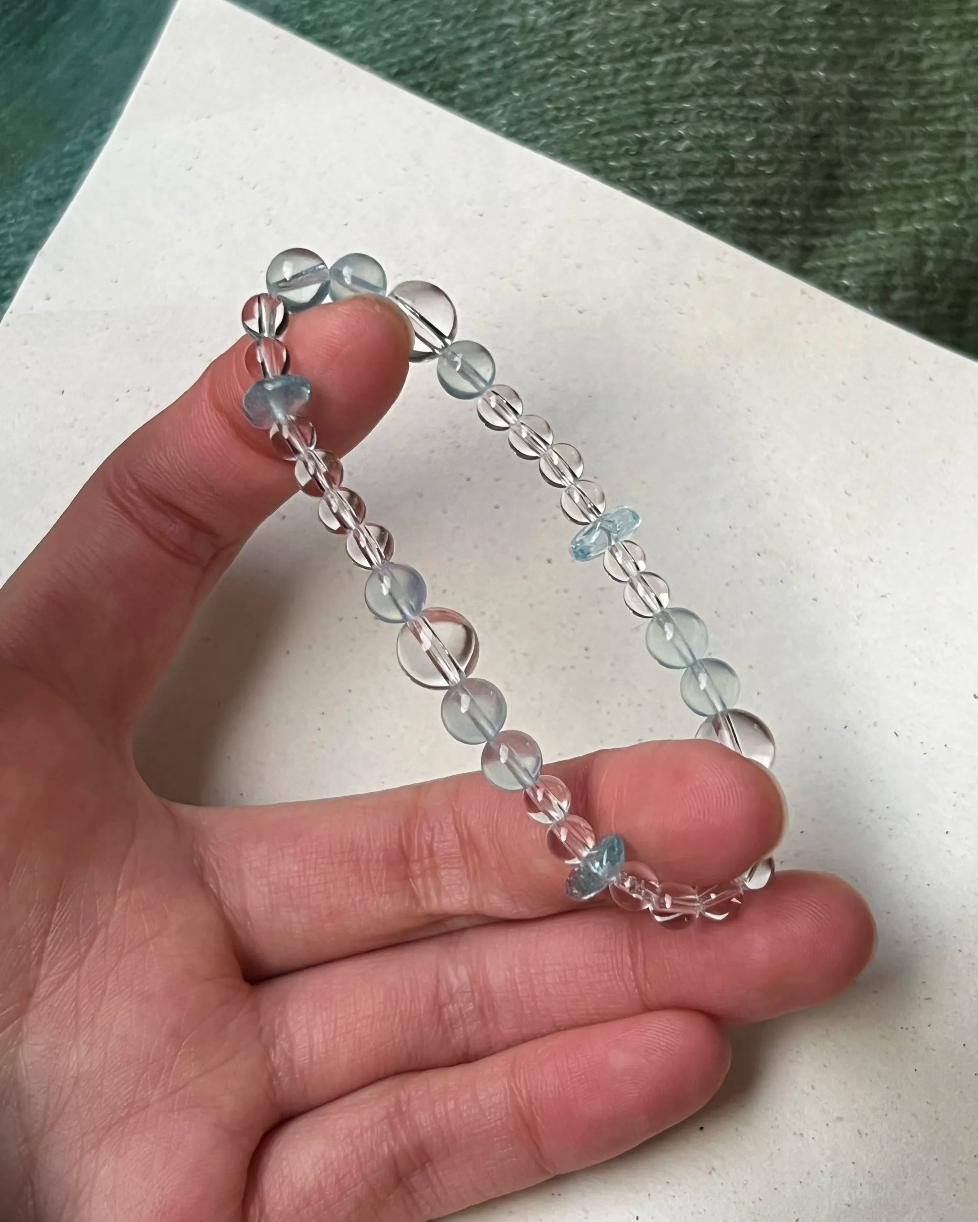 Natural Aquamarine & Clear Quartz Bracelet for Calm, Clarity & Everyday Elegance