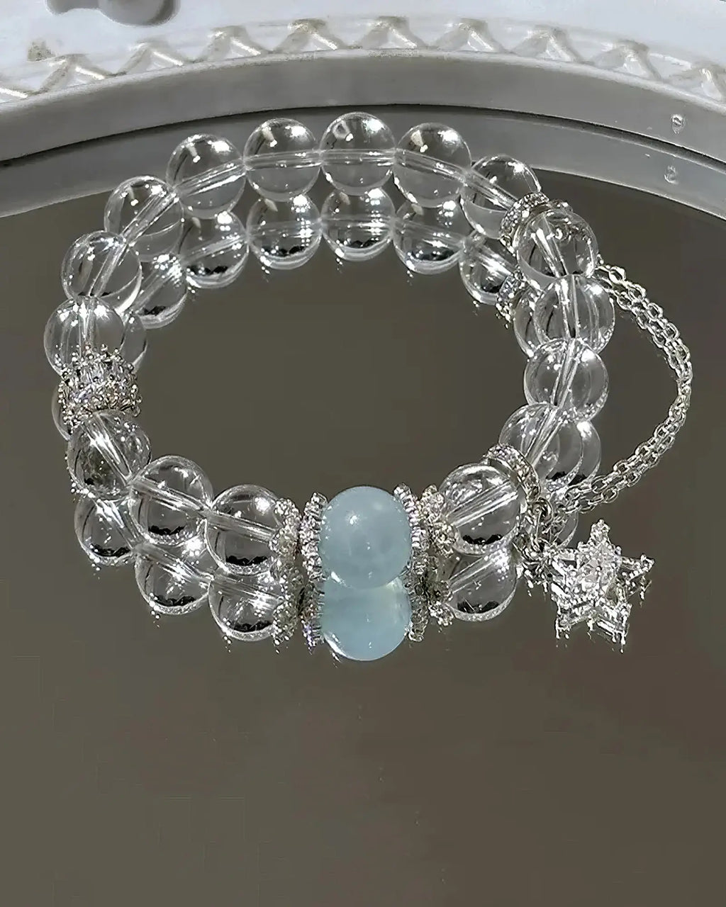 Natural Clear Quartz & Aquamarine Premium Fashion Bracelet